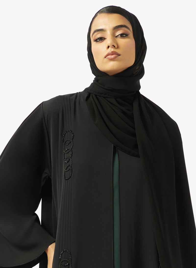 هيا كلوزيت عباية مفتوحة مزينة بياقة على شكل حرف - Image 3